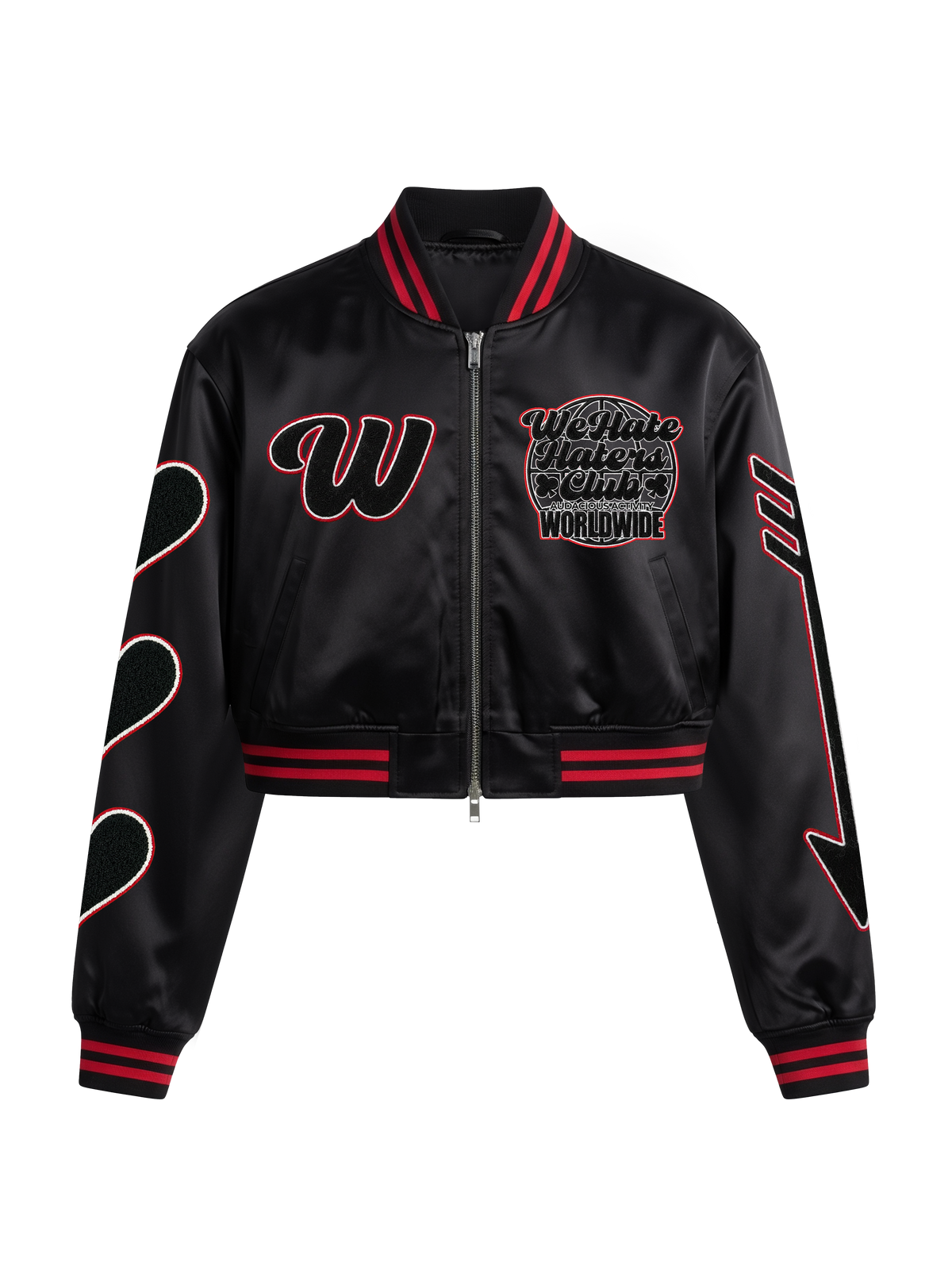 ##We Hate Hate Haters Club Womens Crop Satin Jacket (XO edition)