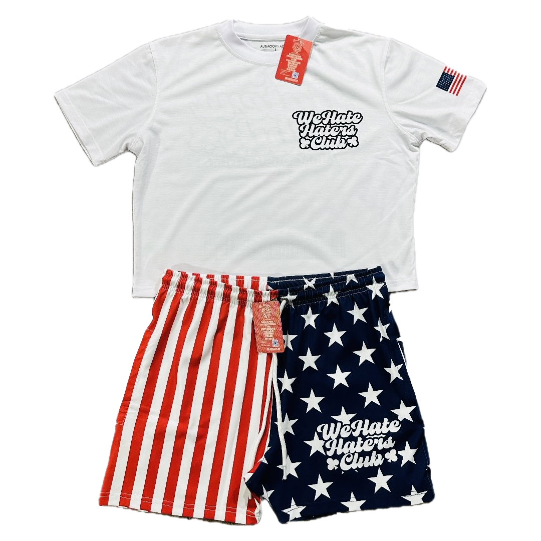#We Hate Haters Club USA WOMEN'S Shortset (/White/Navy/Red)