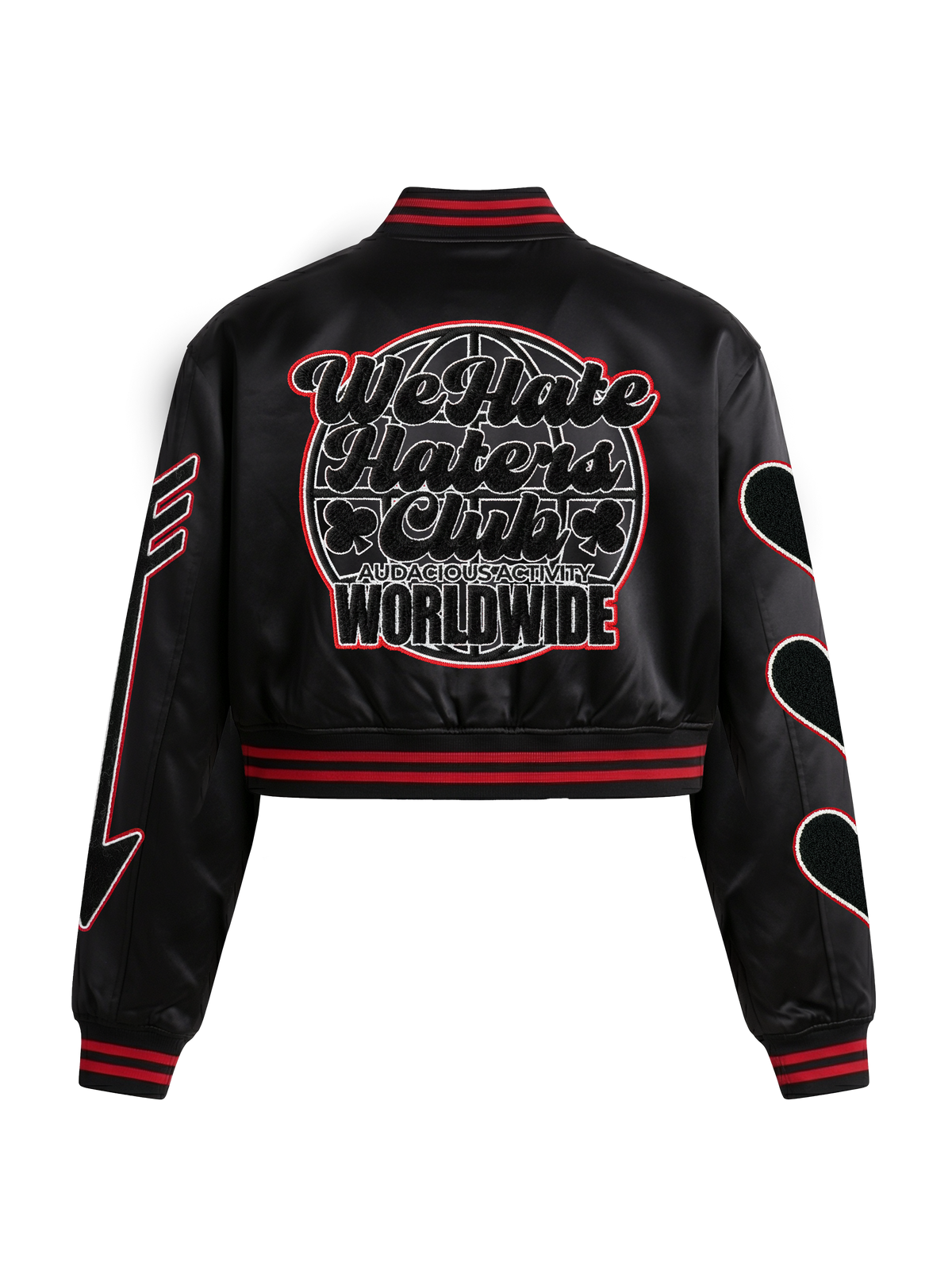 ##We Hate Hate Haters Club Womens Crop Satin Jacket (XO edition)