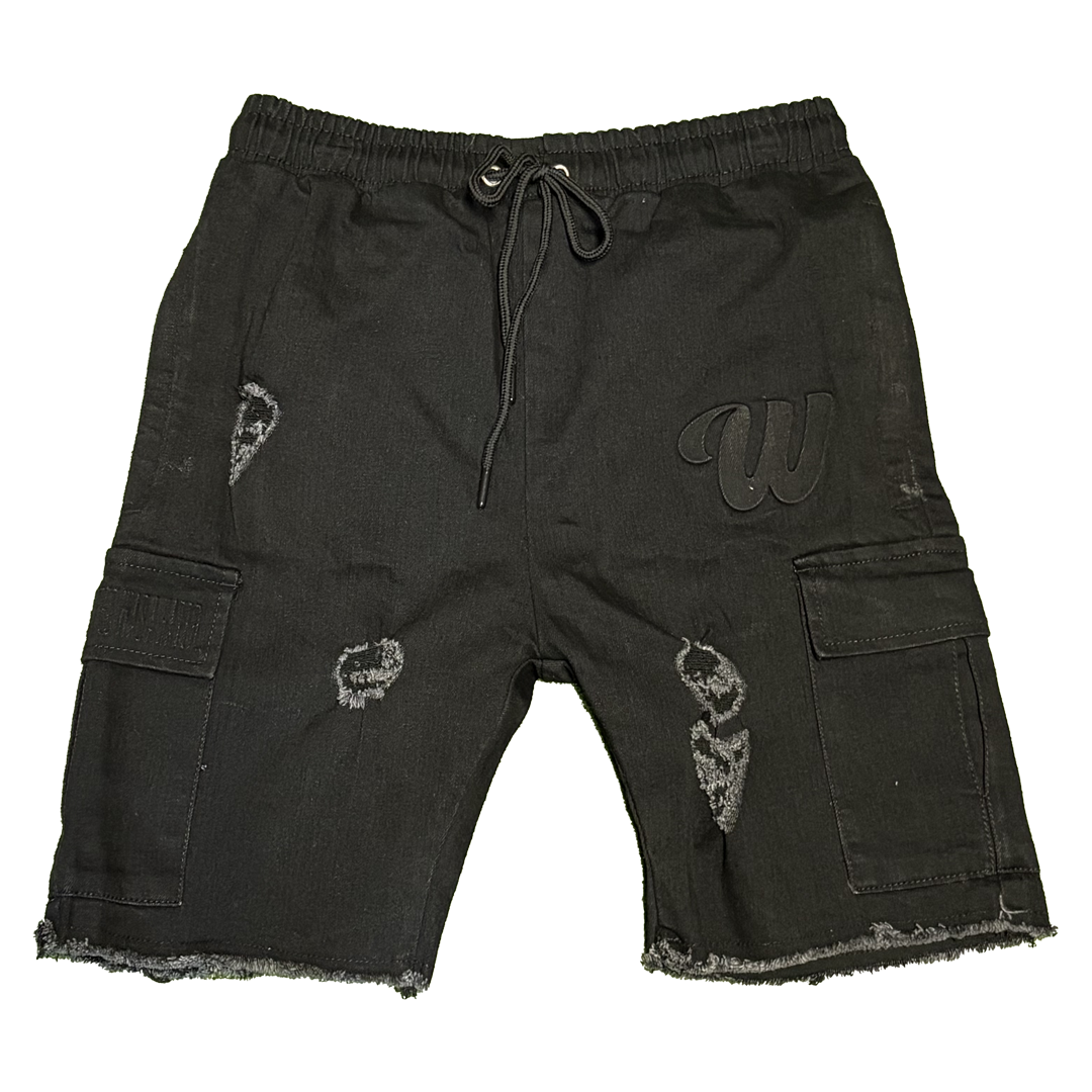 We Hate Haters Club (Jet Black Denim) emBOSSed Shorts