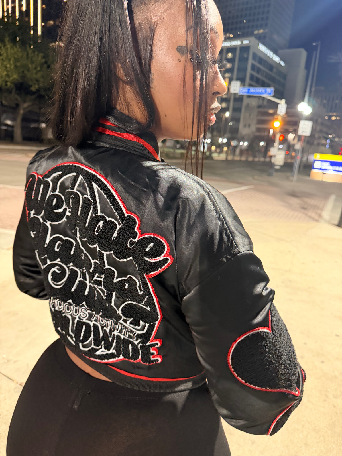 ##We Hate Hate Haters Club Womens Crop Satin Jacket (XO edition)