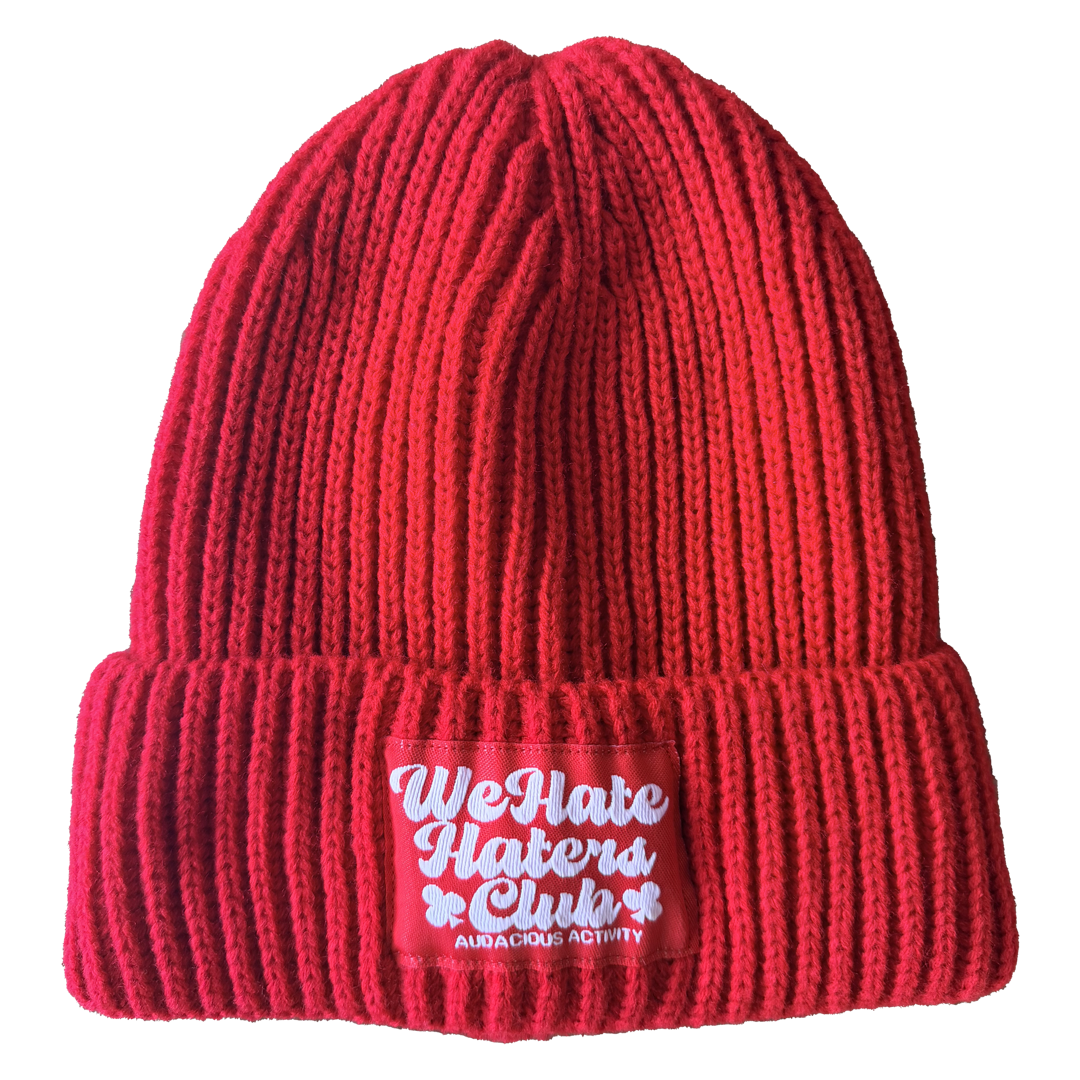 ##We Hate Haters Club Shortcut Knit Beanie (Red)