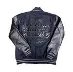 ##We Hate Hate Haters Club Triple Black Letterman Real Leather Jacket