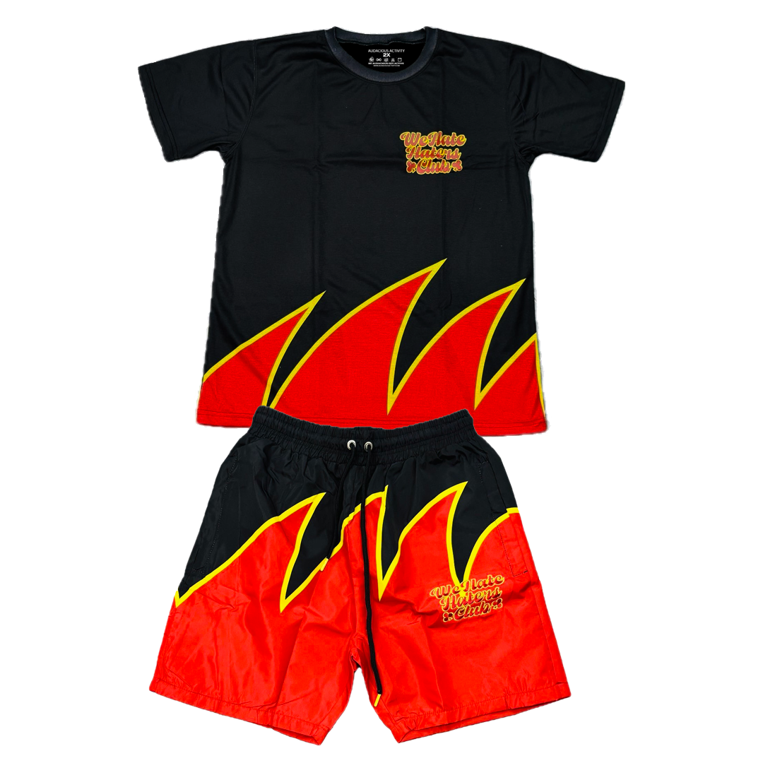 #We Hate Haters Club Sharktooth Shortset (Black/Red/Yellow)