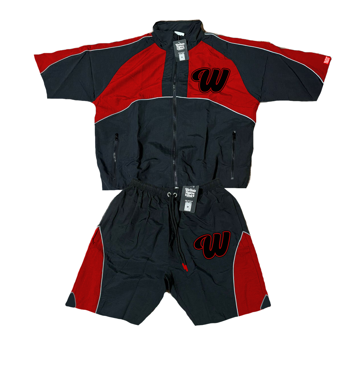 We Hate Haters Club Winners Windbreaker Shortset (Black/Red)
