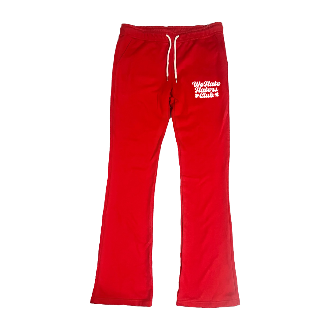 We Hate Haters Club Red Stacked Joggers