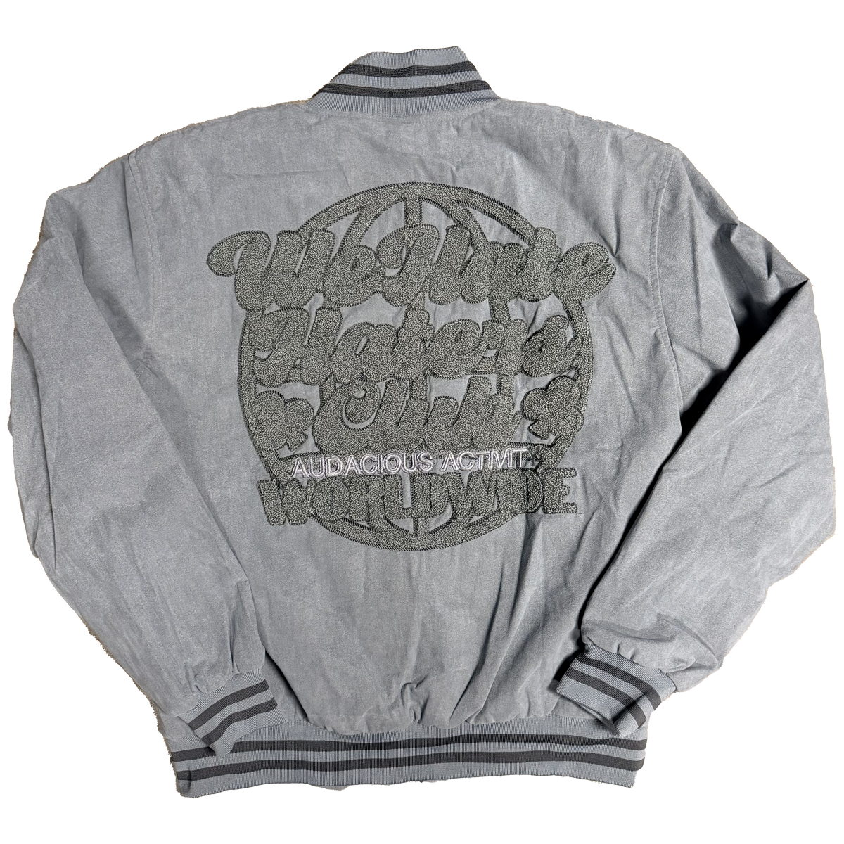 ##We Hate Hate Haters Club Grey Suede Jacket