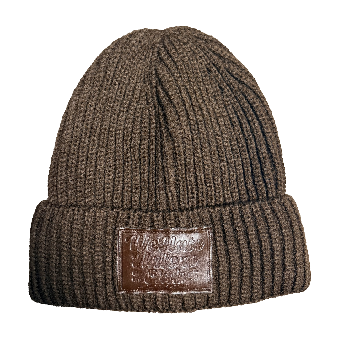 We Hate Haters Club Shortcut Knit Beanie (Brown/Brown Leather)