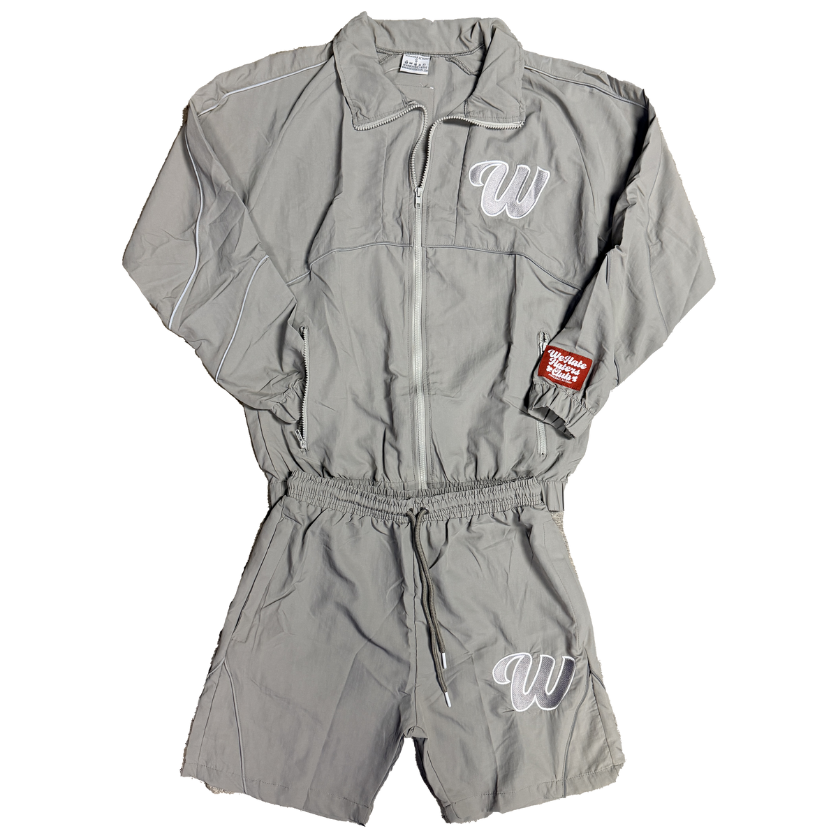 ##We Hate Haters Club Winners Windbreaker Shortset (Light Grey)