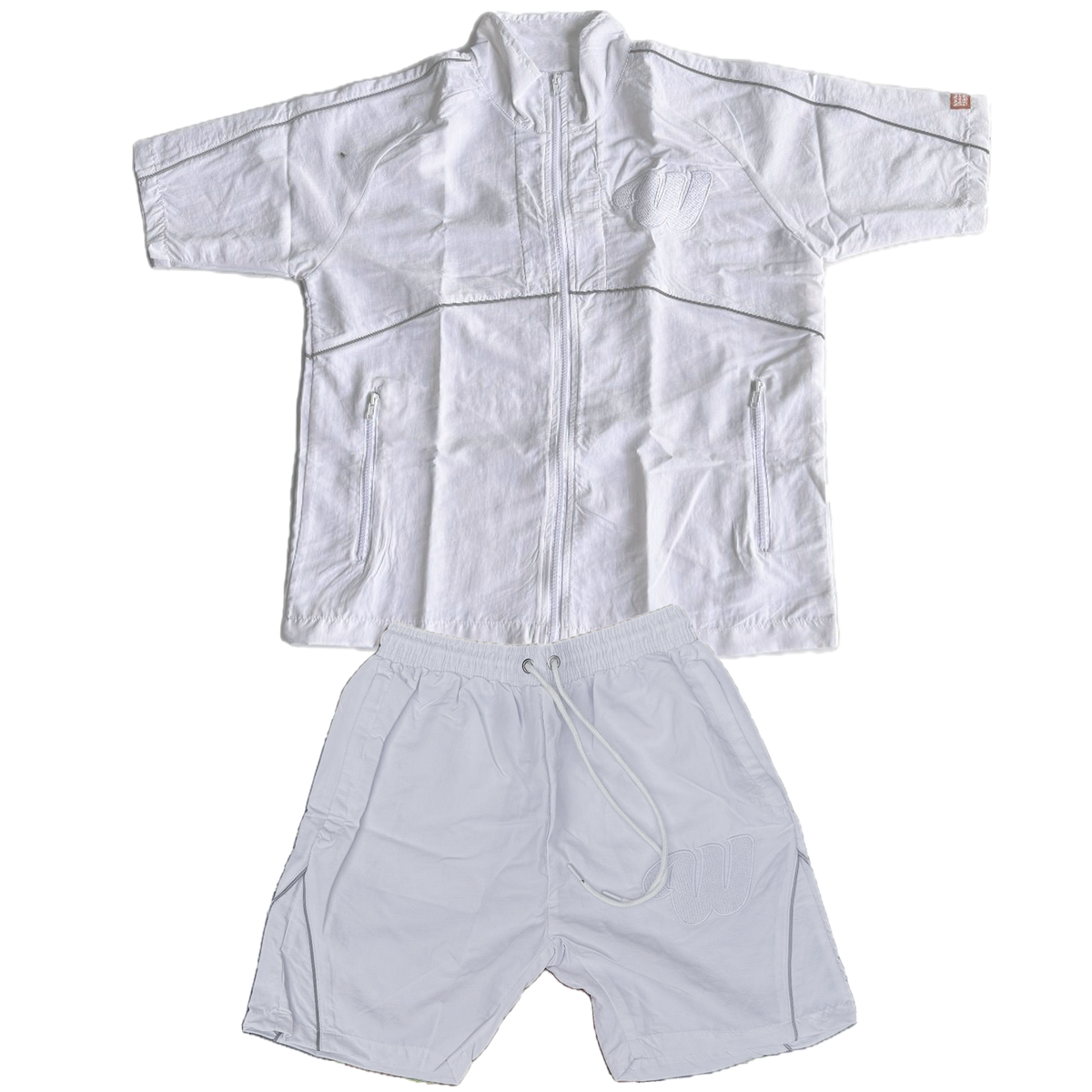 We Hate Haters Club Winners Windbreaker Shortset (Triple White)