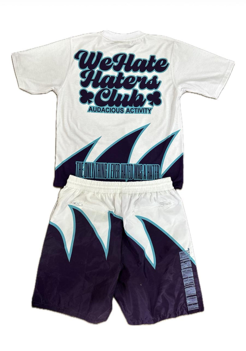 #We Hate Haters Club Sharktooth Shorts (/White/Purple/Teal)