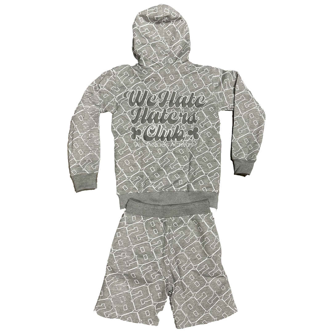 2828 X WHHC ZIP HOODY SHORTSET (GREY)