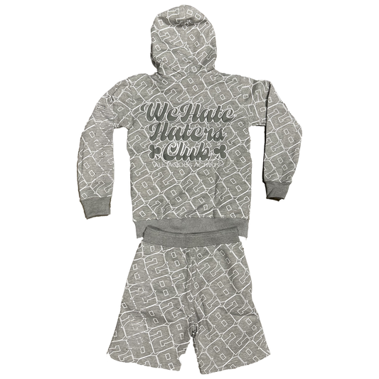 2828 X WHHC ZIP HOODY SHORTSET (GREY)