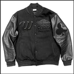##We Hate Hate Haters Club Triple Black Letterman Real Leather Jacket PRESALE