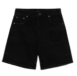 We Hate Haters Club Embossed Denim Shorts (Black)