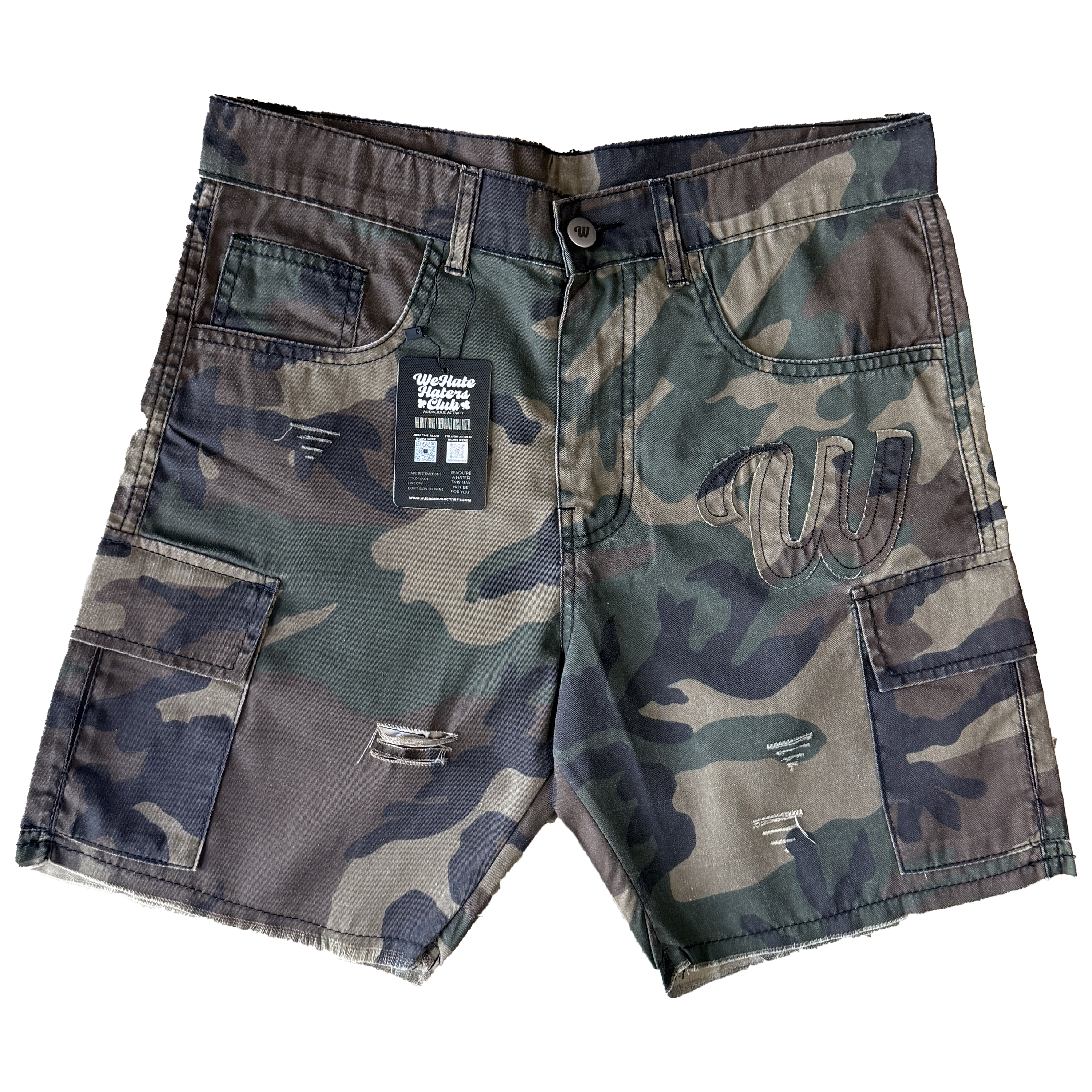 We Hate Haters Club Distressed (Camo) Shorts
