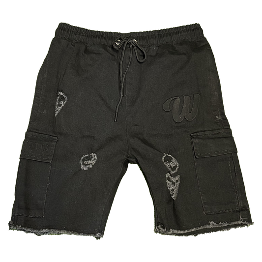 We Hate Haters Club (Jet Black Denim) emBOSSed Shorts