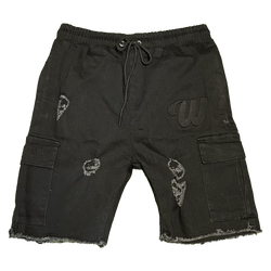 ##We Hate Haters Club (Jet Black Denim) Utility Shorts