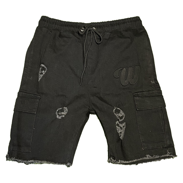 ##We Hate Haters Club (Jet Black Denim) Utility Shorts