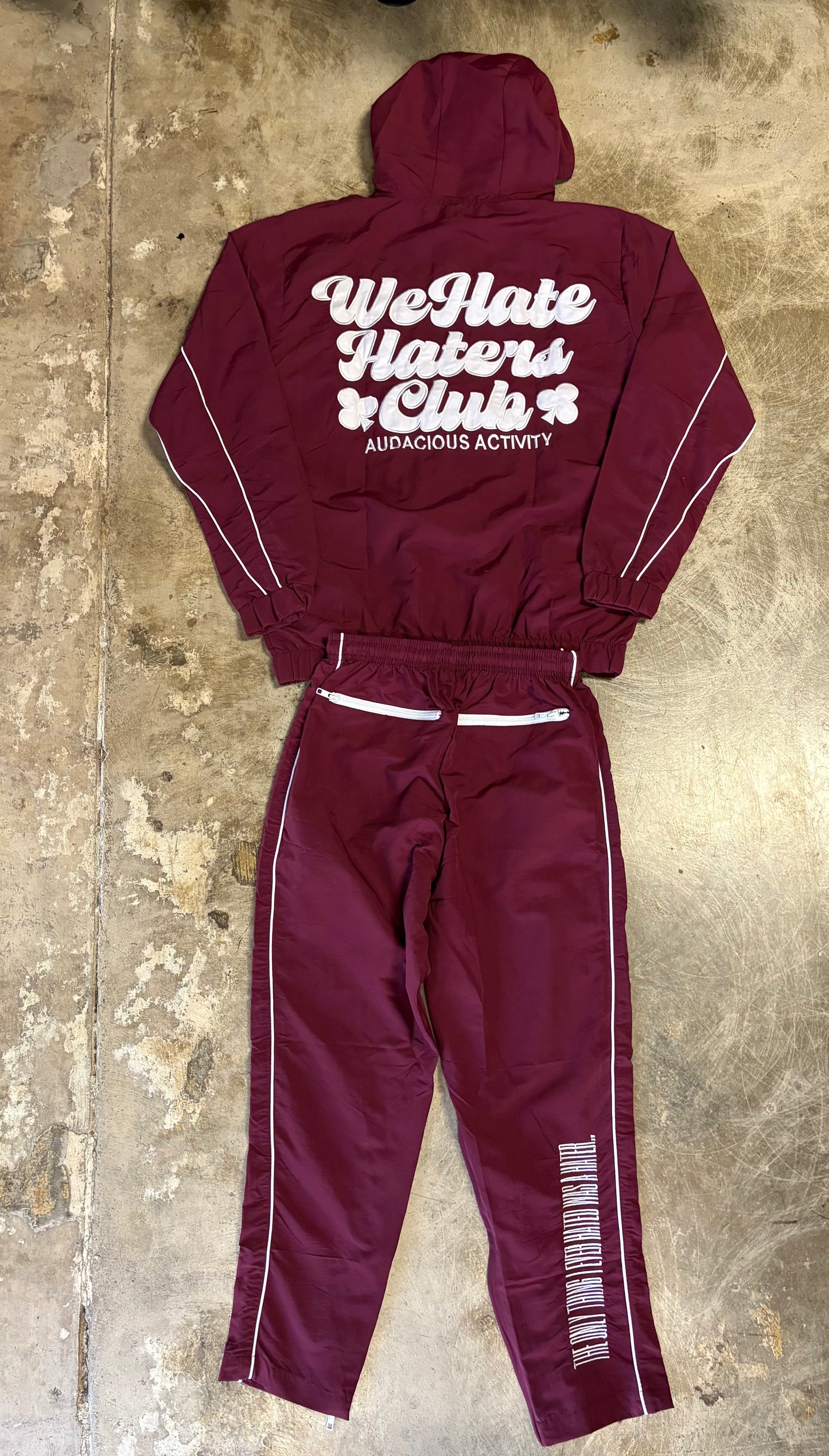 #We Hate Haters Club (Burgundy/White) Windbreaker