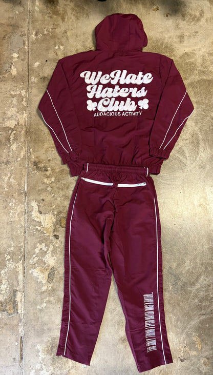 #We Hate Haters Club (Burgundy/White) Windbreaker