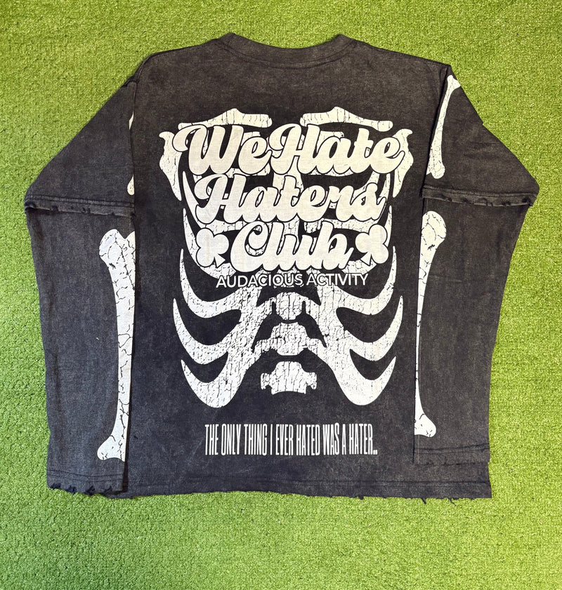 #We Hate Haters Club "X-Ray" Long sleeve Tee (Sun Fade Vintage Black)