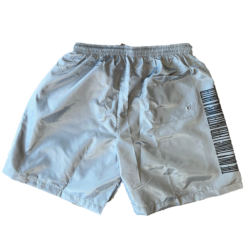 We Hate Haters Club (Black and Platinum Grey) Standard Length Windbreaker Shorts