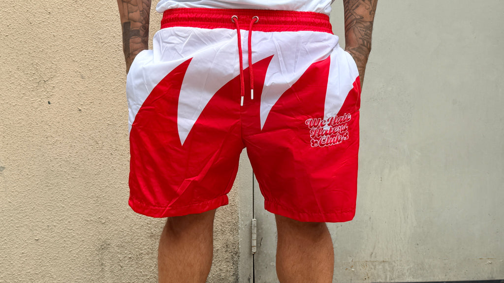 We Hate Haters Club Sharktooth Shorts (White/Red)