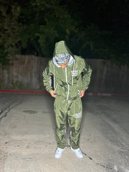 Apex We Hate Haters Club Windbreaker Set (Olive/White)