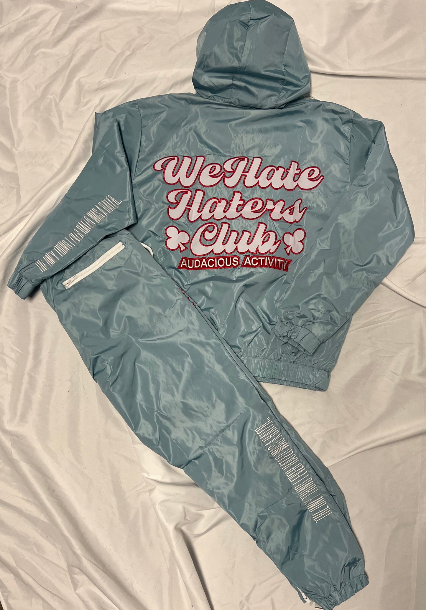 We Hate Haters Club (Baby Blue,White, and Red) Windbreaker Set