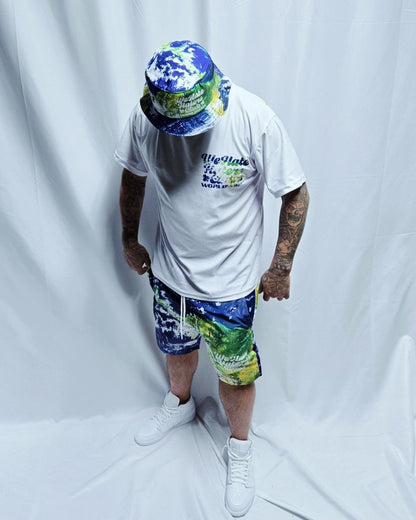 #We Hate Haters Club Shortset (Earth Pattern/White)