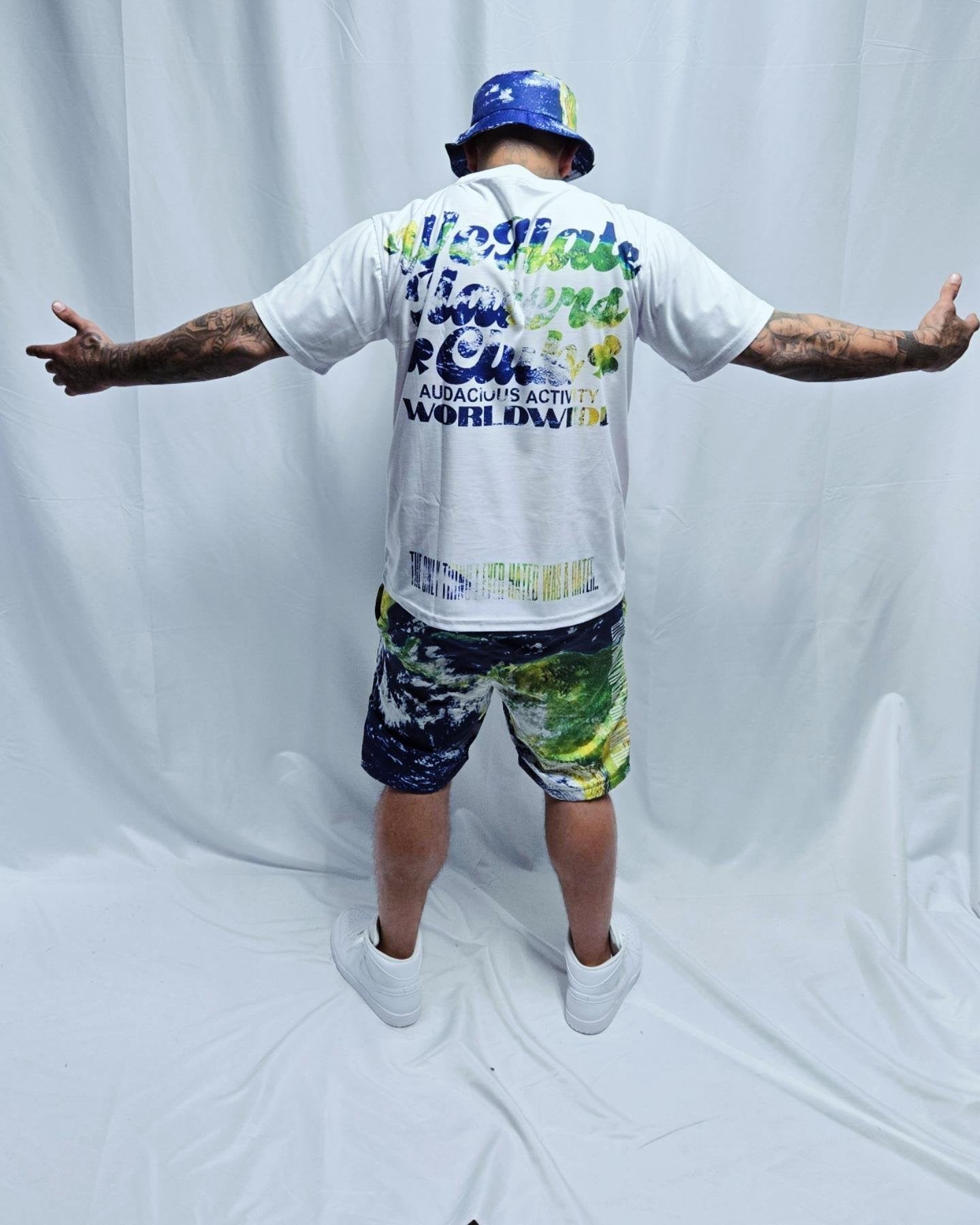 #We Hate Haters Club Shortset (Earth Pattern/White)