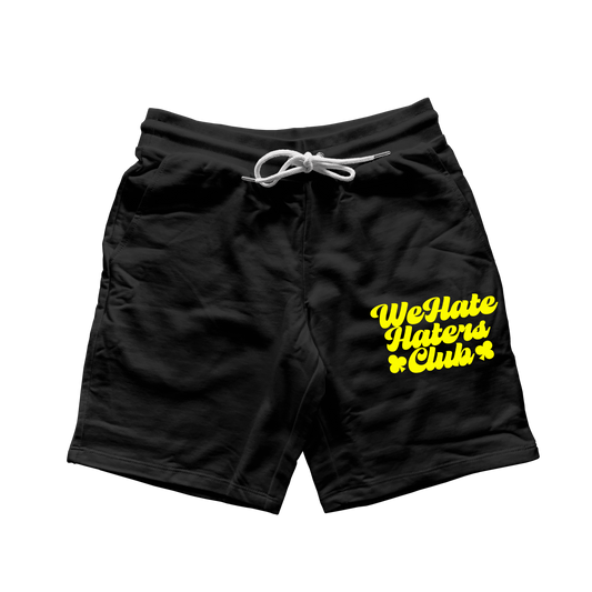 We Hate Haters Club Above the Knee Windbreaker Shorts (Black/Yellow)
