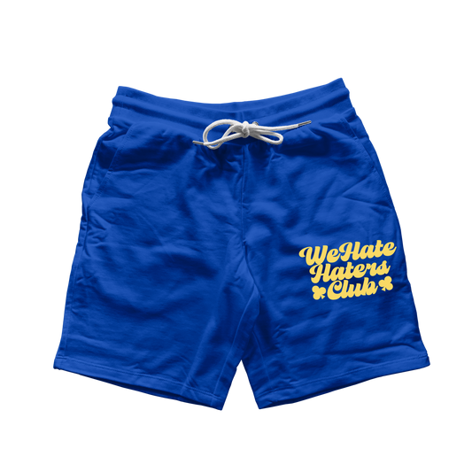 We Hate Haters Club Above the Knee Windbreaker Shorts (Blue/Yellow)