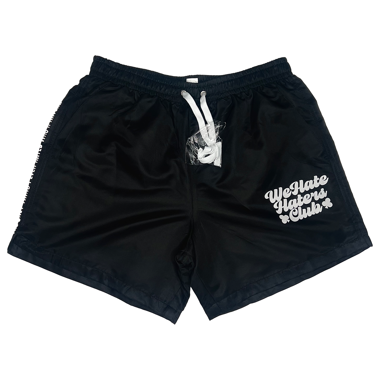 We Hate Haters Club Above the Knee Windbreaker Shorts (Black/White)