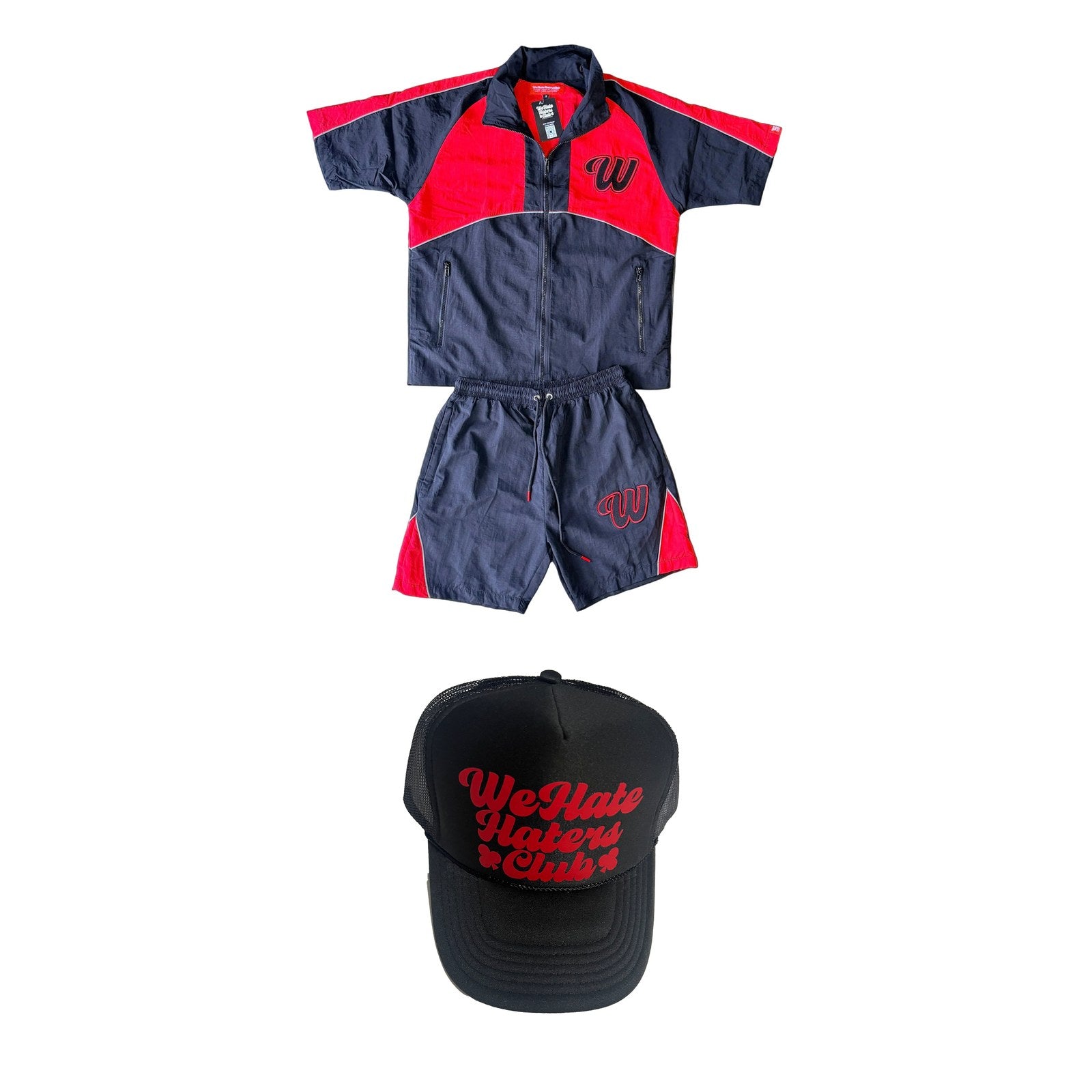 Black/Red Windbreaker Set