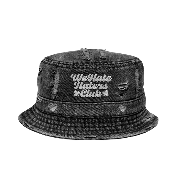 ##We Hate Haters Club (Washed Black Denim) Bucket Hat