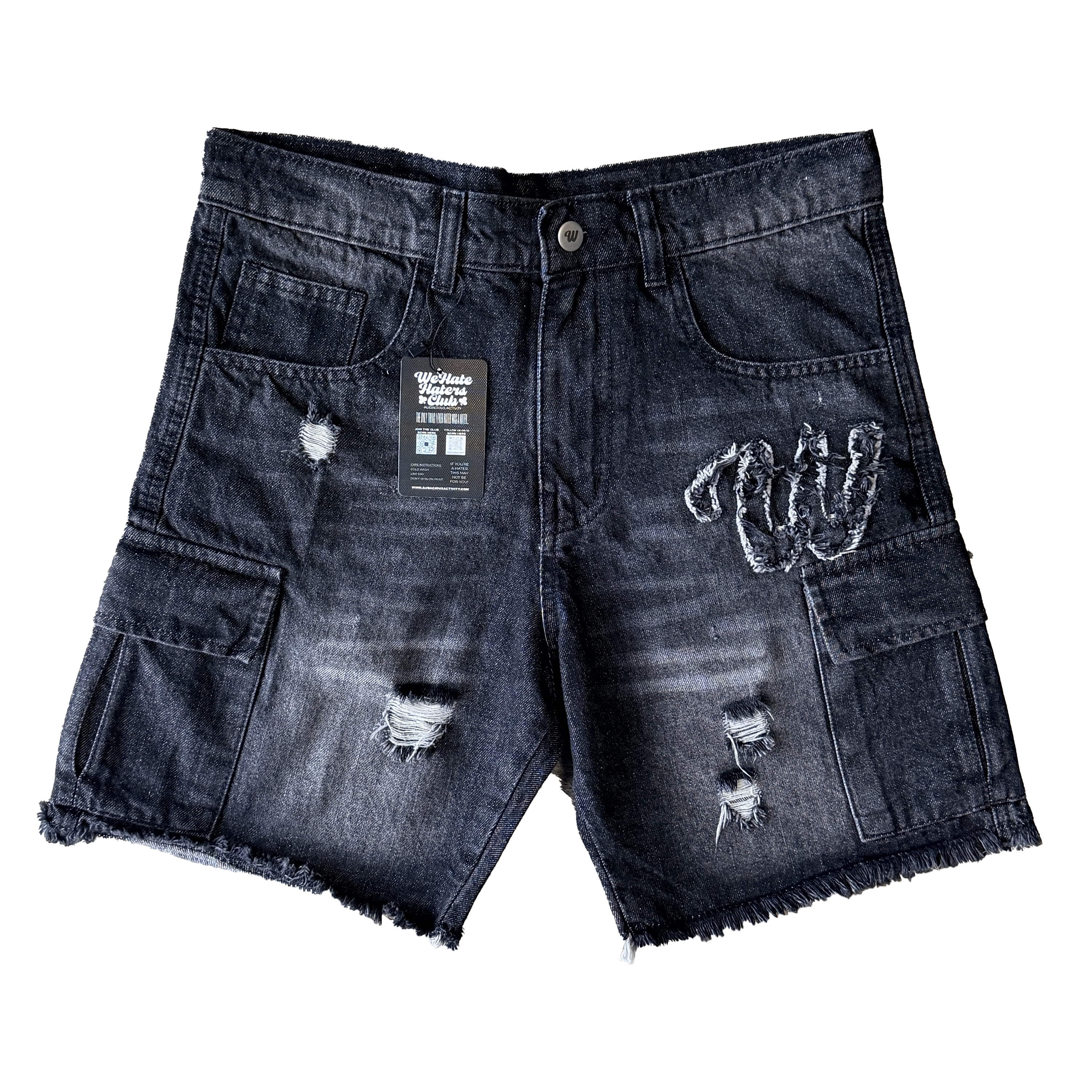 We Hate Haters Club Distressed (Washed Black) Shorts