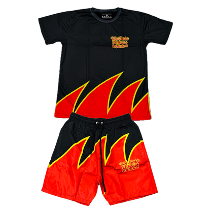 #We Hate Haters Club Sharktooth Shortset (Black/Red/Yellow)