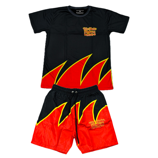 #We Hate Haters Club Sharktooth Shortset (Black/Red/Yellow)