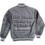##We Hate Hate Haters Club Wolf Grey Letterman Real Leather Jacket