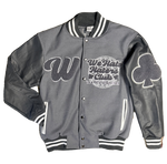 ##We Hate Hate Haters Club Wolf Grey Letterman Real Leather Jacket