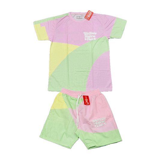 #We Hate Haters Club Shortset (Pastel/White)