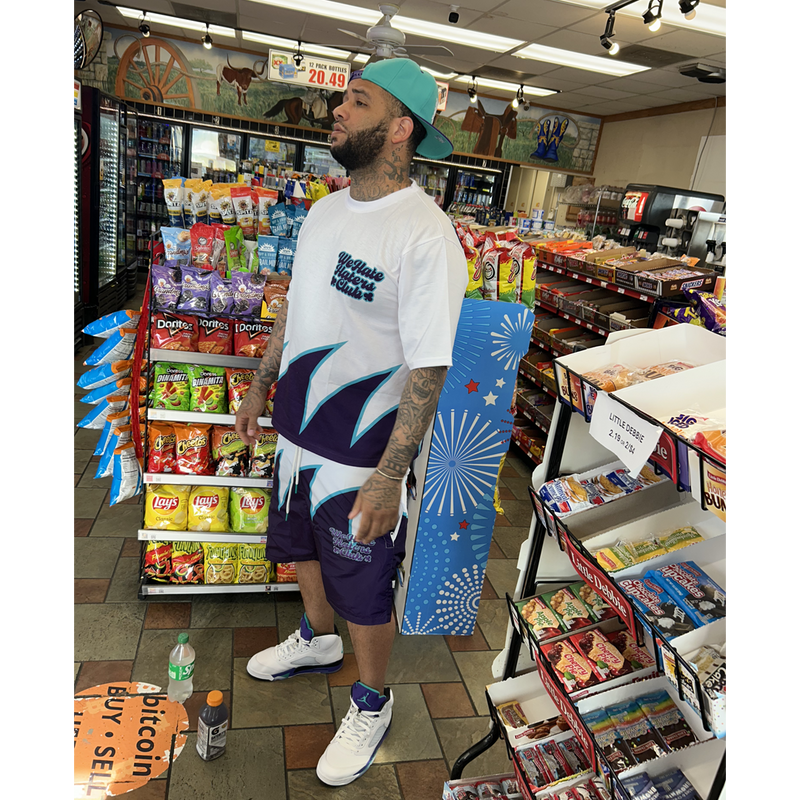#We Hate Haters Club Sharktooth Shorts (/White/Purple/Teal)