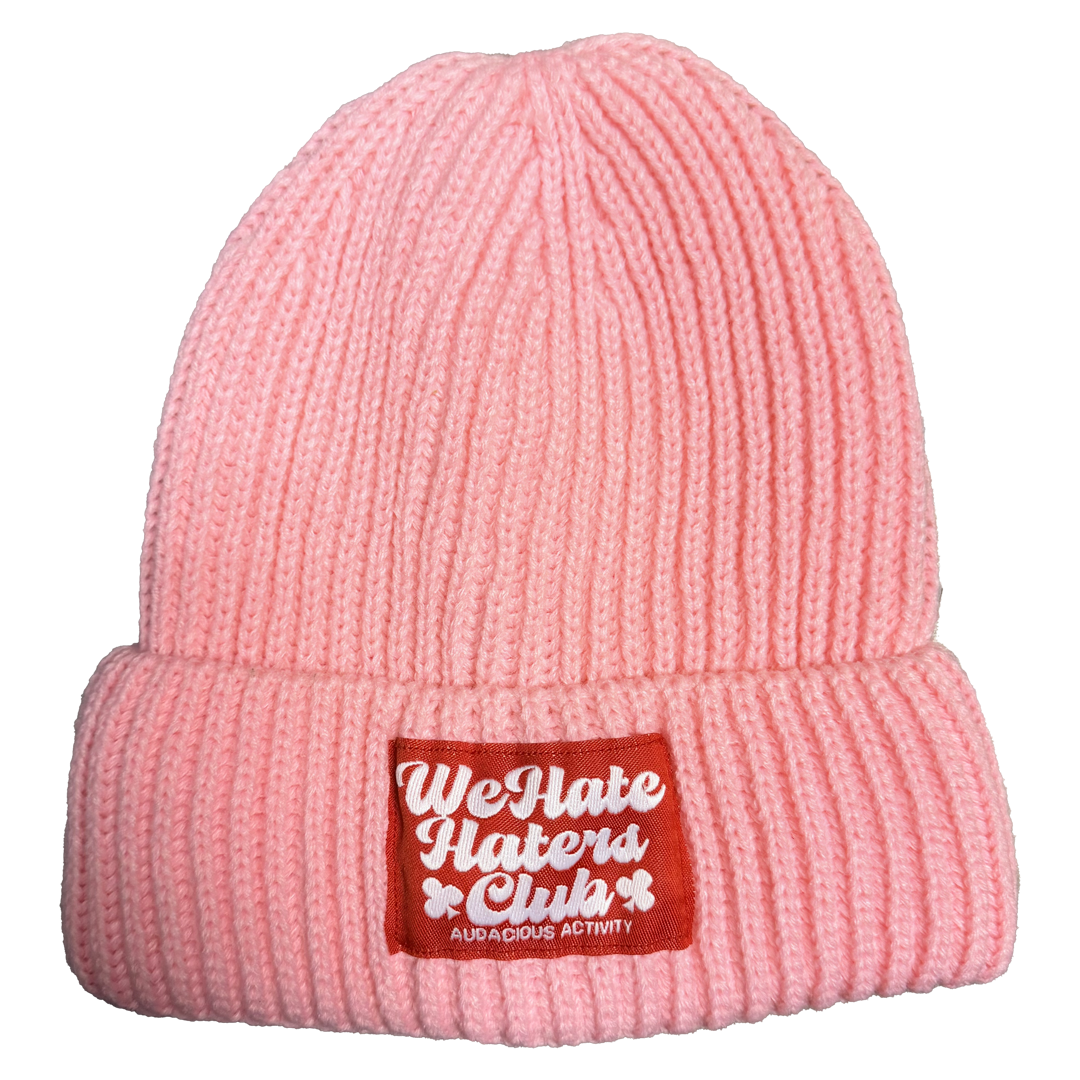 #We Hate Haters Club Shortcut Knit Beanie (Pink)