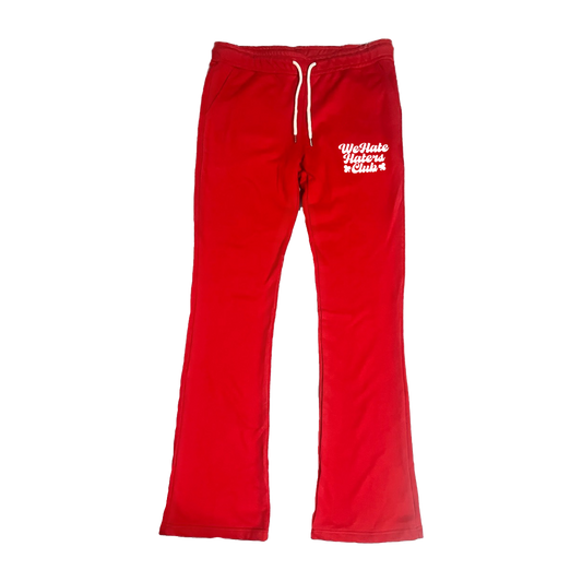 We Hate Haters Club Red Stacked Joggers