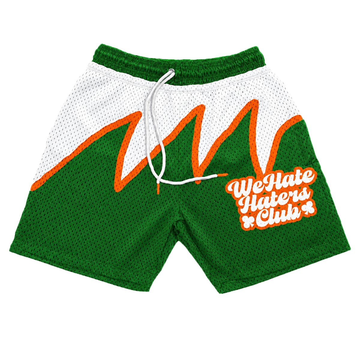 We Hate Haters Club Sharktooth Shorts (White/Green/Orange)