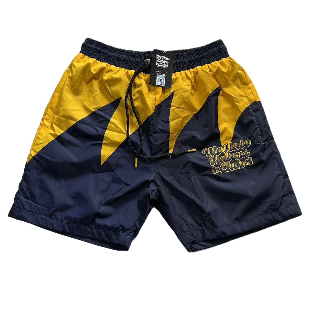 We Hate Haters Club Sharktooth Shorts (Navy Blue/ Yellow Gold)
