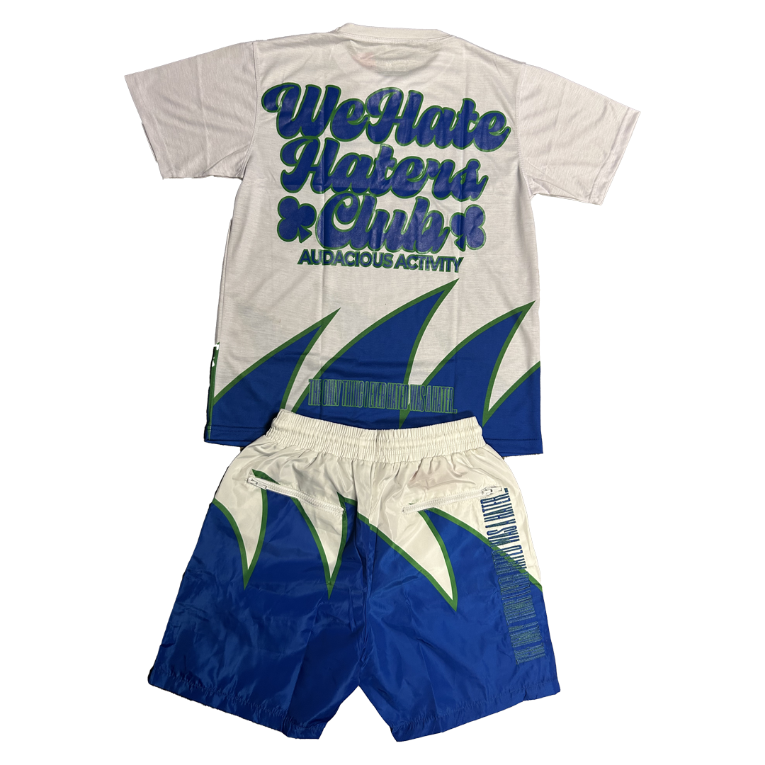 #We Hate Haters Club Sharktooth Shortset (Royal/White/Green)