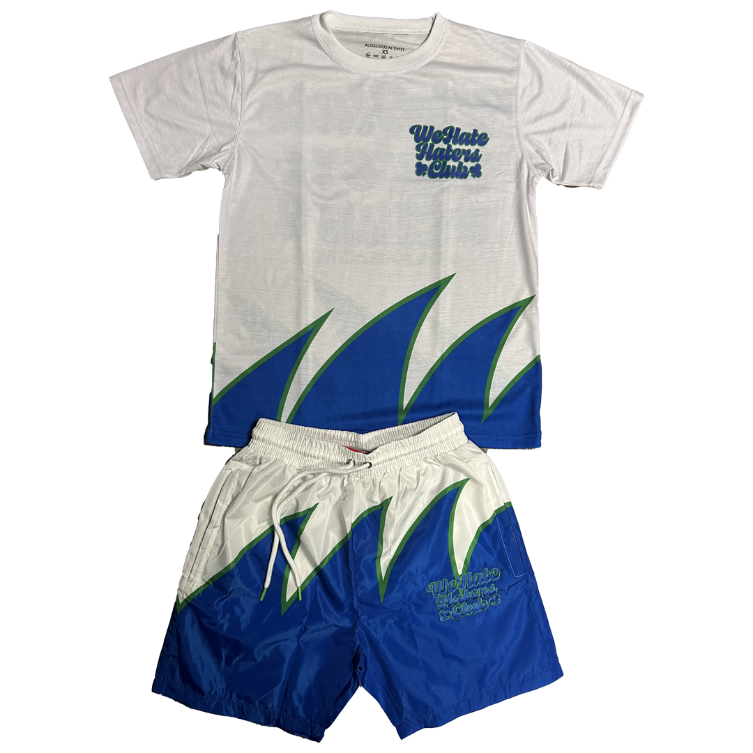 #We Hate Haters Club Sharktooth Shortset (Royal/White/Green)